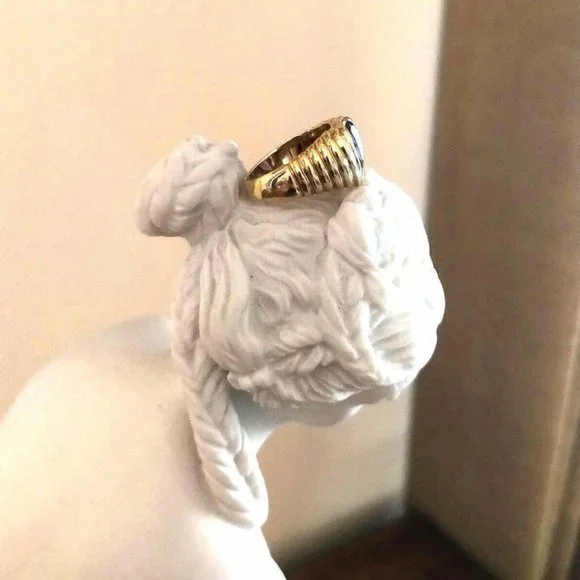 Vintage Bvlgari 18K Yellow Gold Aquamarine Amethyst Heart Ring - Picture 10 of 13